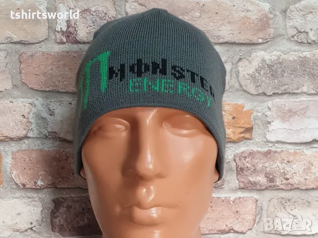 Нова зимна шапка MONSTER в сив цвят, снимка 3 - Шапки - 47699776