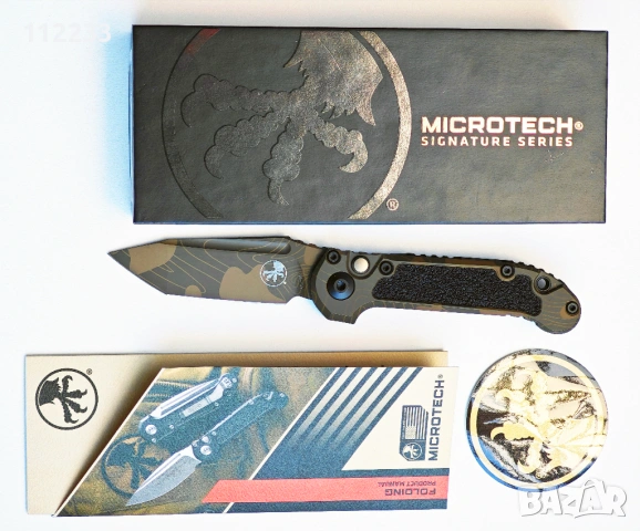 Microtech LUDT Gen III T/E Signature Automatic Knife Badlands Camo Aluminum M390MK by Tony Marfione