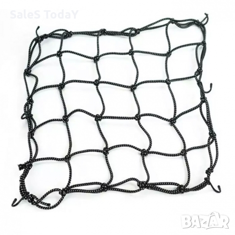 Мрежа за мотор, багажник, каска, АТВ, с подвижни куки, 35*30см, черен