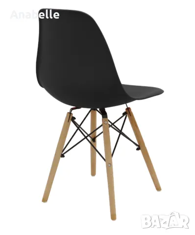 НОВ Комплект столове Dining Kring Kai, Дърво/PP, 2 броя, черни, снимка 4 - Столове - 49317344