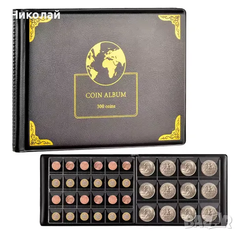 Комбиниран албум за 300 големи и малки монети , класьор за монети , калъф джоб, снимка 2 - Нумизматика и бонистика - 48641128
