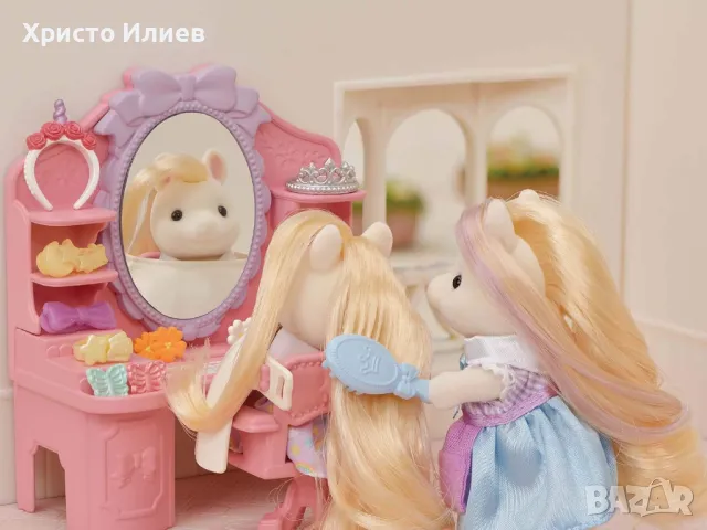 Фризьорски салон комплект с аксесоари Sylvanian Families с пони, снимка 6 - Други - 48565175
