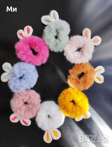 Ластичета (скрънчита) 👧😊🐰за госпожици! Пухени зайчета или сатенени скрънчи, снимка 11 - Шноли, диадеми, ленти - 39693134