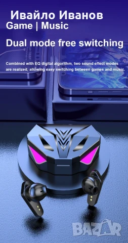 Геймърски блутут слушалки TWS + RGB Led, снимка 6 - Безжични слушалки - 50704299