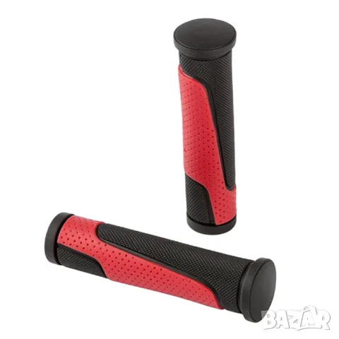 Черно червени гумени ръкохватки за велосипед 120 mm