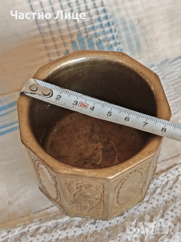 Старинен Бронзов Съд Свещник 1930те г, снимка 4 - Антикварни и старинни предмети - 51443107