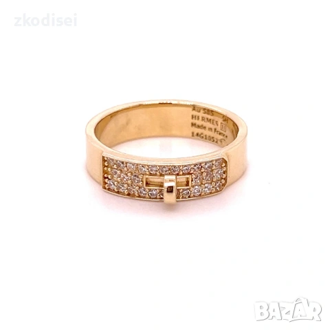 Златен дамски пръстен HERMES 4,99гр. размер:54 14кр. проба:585 модел:36390-3, снимка 3 - Пръстени - 53198035