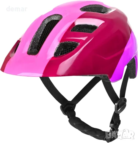 Детска каска, CE EN Сертифицирана, възраст 5-12 години, регулируема, 51-55 см, лилаво+розово