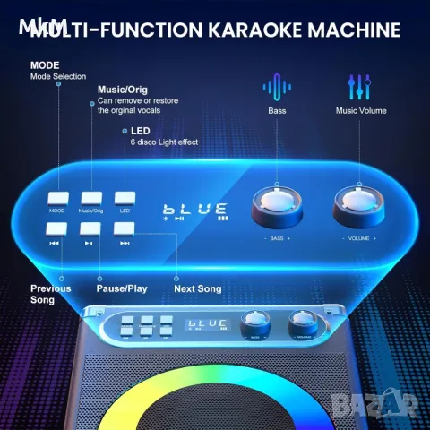 Озвучителна караоке система “NT-002” с два микрофона , снимка 5 - Аудиосистеми - 49588039