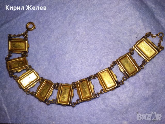 СТАРИННА СКЪПОЦЕННА БРОНЗОВА РЕТРО АРТ ДЕКО ГРИВНА с ДЕБЕЛА ПОЗЛАТА и ШЛИФОВАНИ КАМЪНИ ЯСПИС 38654, снимка 12 - Антикварни и старинни предмети - 41638355