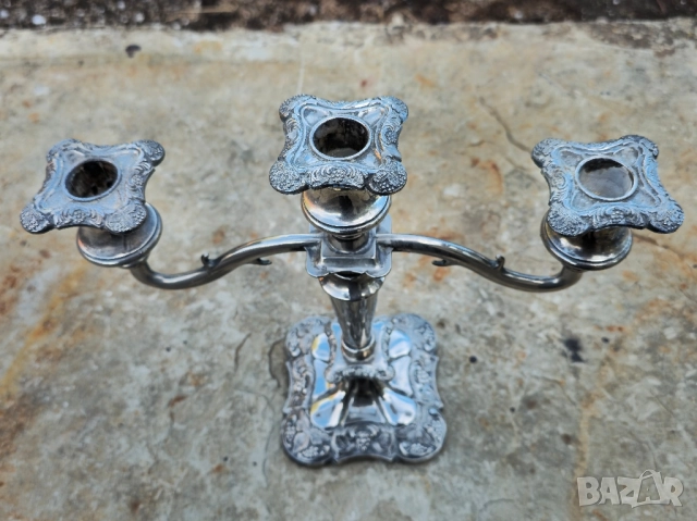 Посребрен Свещник тройка , снимка 5 - Декорация за дома - 51954858