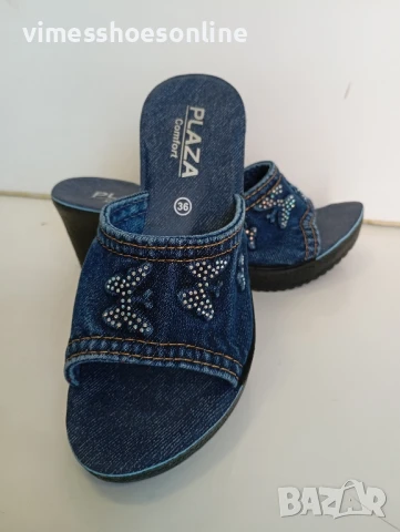 Дамски дънков чехъл