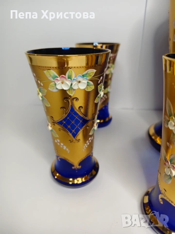 Комплект за лимонада/вода от чешки цветен кристал, снимка 2 - Сервизи - 53663721