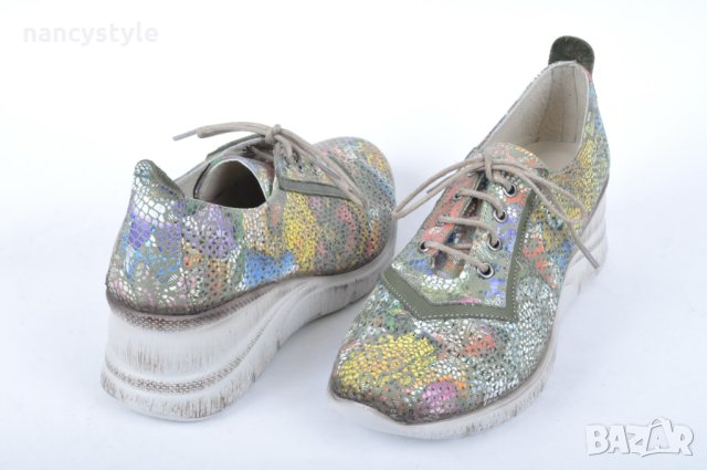 Цветни дамски обувки на платформа от естествена кожа, снимка 3 - Дамски ежедневни обувки - 40412541
