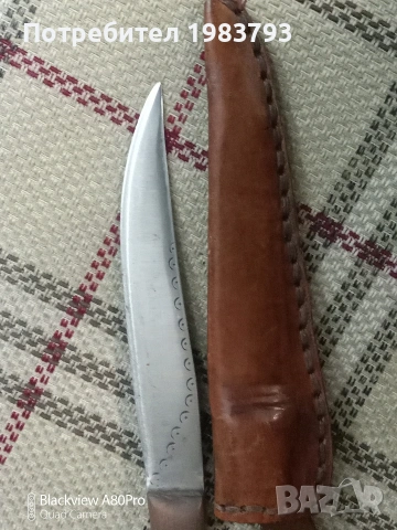 Стар майсторски нож,в кожена кания., снимка 2 - Ножове - 53274486