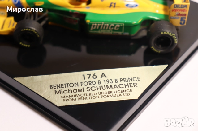 1:43 ONYX BENETON FORD MICHAEL SCHUMACHER БОЛИД ФОРМУЛА F1, снимка 6 - Колекции - 52636358