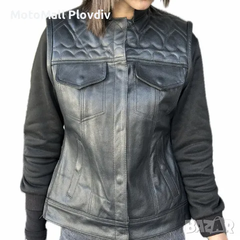 Ново ! Дамски Елек Черен Leather Heart