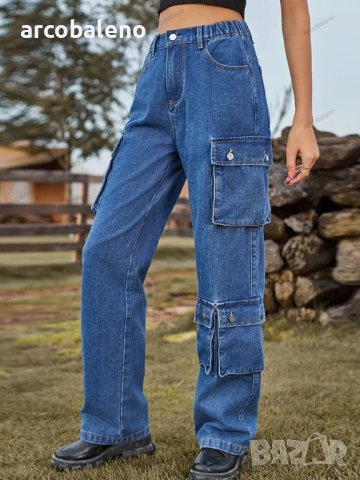 Нови ежедневни изпрани дамски дънки с много джобове, 2цвята , снимка 5 - Дънки - 42345871