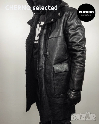 Мъжко дълго шерпа яке • палто тип дъфъл от изкуствена кожа CINQUE Faux Leather Dufflecoat - L , снимка 14 - Якета - 53670123