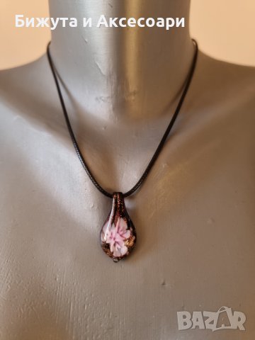 Винтидж колие с висулка в розов цвят - модел 85, снимка 1