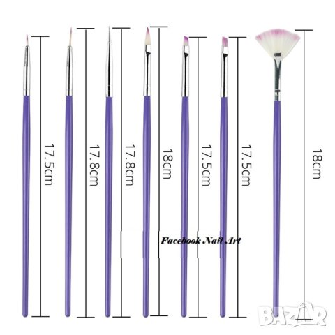  Комплект 7 броя четки за маникюр с точкатор , снимка 2 - Продукти за маникюр - 30625086