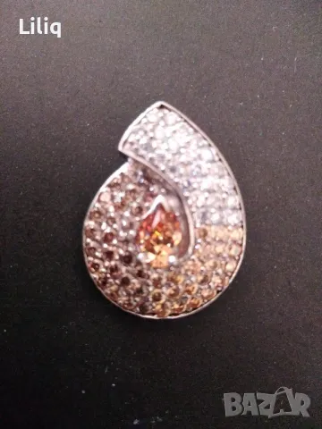 Медальон с цитрин и цирконии, снимка 1