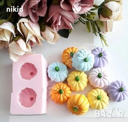 3d 2 бр тиква тикви тиквички силиконов молд форма фондан гипс шоколад декор украса