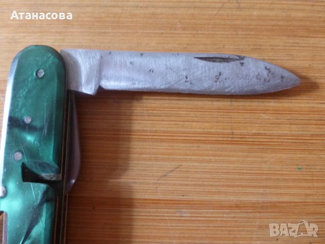 Джобно ножче 6 инструмента с виличка зелено с калъф Буковец, снимка 7 - Антикварни и старинни предмети - 44423146