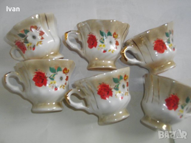 Комплект 6 бр. Позлатени Порцеланови Чаши За кафе-125мл-Старинни-Ръчно Рисувани, снимка 18 - Чаши - 40107238