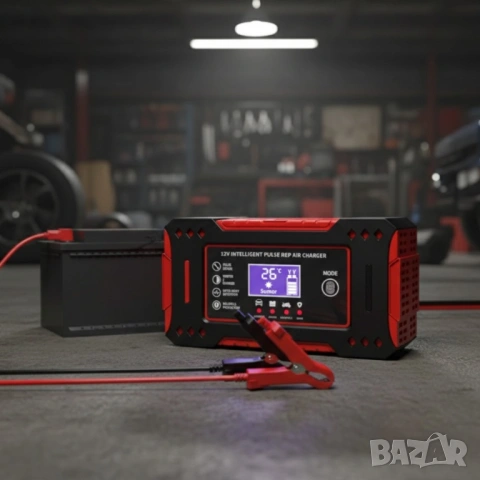 Интелигентно зарядно за акумулатор с дисплей 12V 6A импулсно