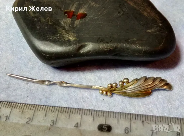 Стара СРЕБЪРНА ИГЛА БРОШКА СРЕБРО 900 с ПОЗЛАТА РЕТРО АРТ БИЖУ ФИНА РЪЧНА МАЙСТОРСКА ИЗРАБОТКА 36996