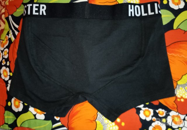 Hollister L-Мъжки черен памучен боксер , снимка 4 - Бельо - 41545416