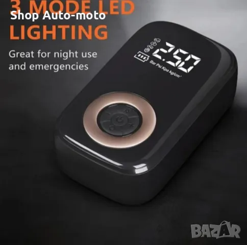 Компресор за гуми Automat, Помпа с фенер и Power Bank, снимка 3 - Аксесоари и консумативи - 50324801