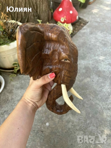 Слонска глава от тиково дърво , снимка 3 - Декорация за дома - 51580967