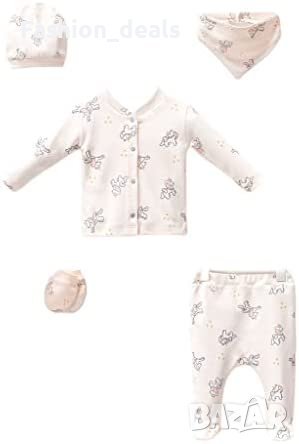 Нов комплект облекло за новородени 0-3 месеца Шапка Лигавник Блуза