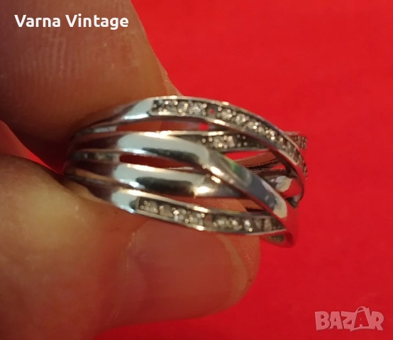 Дамски сребърен пръстен с камъни. 925. 3,8 гр. , снимка 4 - Пръстени - 53212372