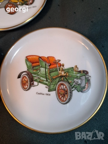 три немски порцеланови чинийки с ретро коли 30/3, снимка 2 - Колекции - 52717055