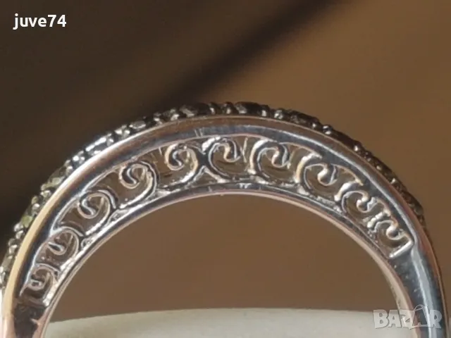 СРЕБЪРЕН ПРЪСТЕН С ЧЕРНИ ДИАМАНТИ (АФРИКА), снимка 2 - Пръстени - 49915783