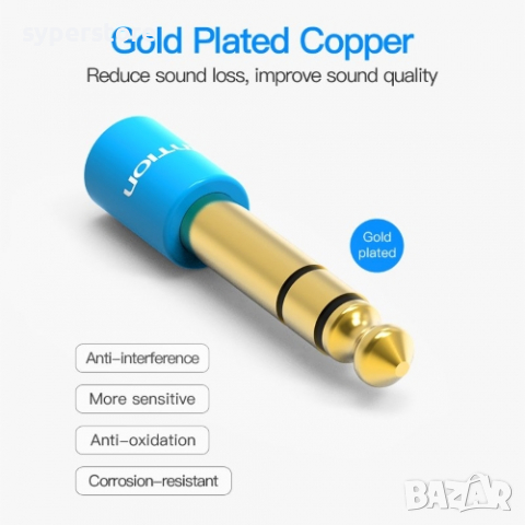 Преходник Адаптер Сединител 6.5mm Ст.Жак към 3.5mm Ст.Жак Vention VAB-S01-L Adapter Str.Jack - Str.J, снимка 3 - Кабели и адаптери - 36442711