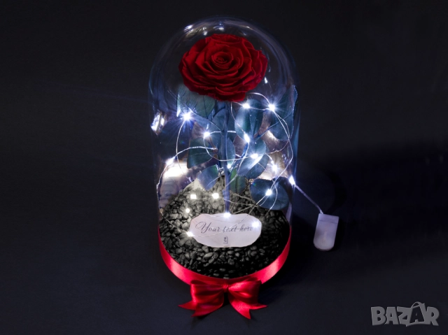 Естествена Вечна Роза в Голяма Стъкленица - Оригинален и Персонализиран Коледен Подарък за Жена, снимка 8 - Коледни подаръци - 52529250