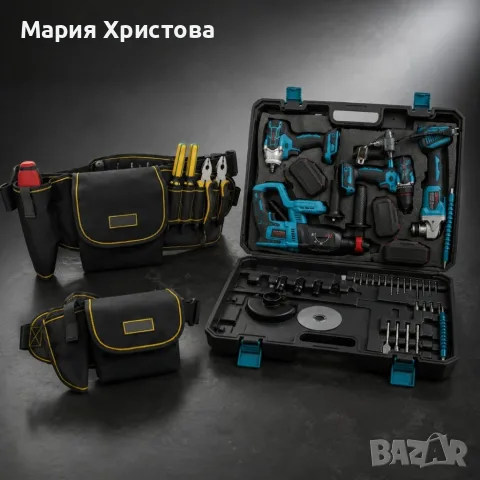 Комплект акумулаторни инструменти BOXER BX-187 4в1 + ПОДАРЪК многофункционална работна чанта