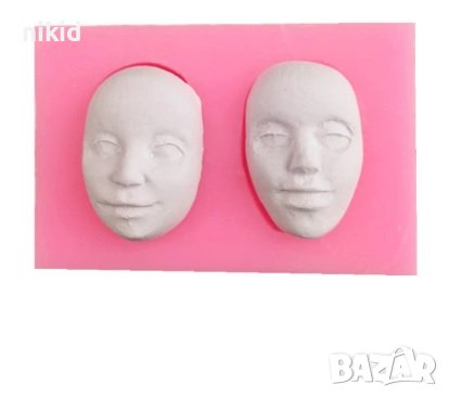 2 лица лице мъж жена силиконов молд форма фондан шоколад гипс, снимка 4 - Форми - 39213544