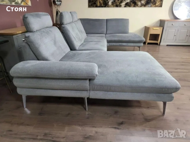 ПРОМОЦИЯ!!! Сив П-образен ъглов диван от плат Dieter Knoll Arzona, снимка 12 - Дивани и мека мебел - 52837803