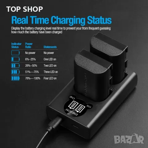 Батерии и зарядно за Canon ENEGON EOS ​LP-E6, снимка 11 - Батерии, зарядни - 48507986