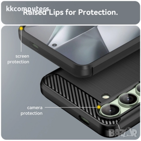 Samsung Galaxy S24 FE 5G Удароустойчив Carbon Fiber Калъф и Протект, снимка 8 - Калъфи, кейсове - 52649798