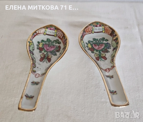 Китайски порцелан-декоративна чиния и две лъжички, снимка 8 - Други ценни предмети - 51529627