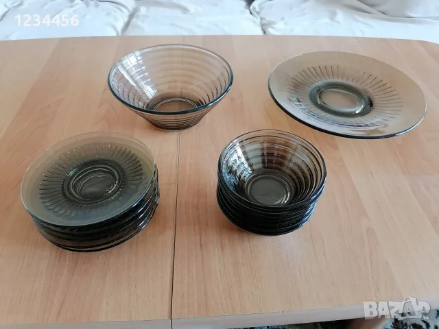 Винтидж сервиз IITTALA (Aino Aalto) - опушено стъкло, Финландия, 13 части, вместо €300 за €40