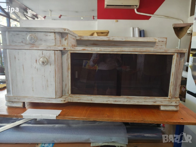 Винтидж шкаф за телевизор обувки тоалетка огледало, снимка 4 - Шкафове - 51770446