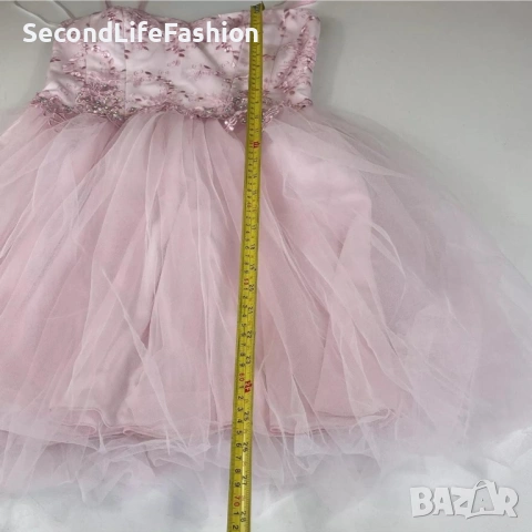 Официална розова рокля с дантела бална мини коктейлна рокля размер M, снимка 6 - Рокли - 53221810
