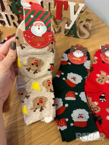 Коледни чорапи 1 чифт, снимка 8 - Дамски чорапи - 51410569